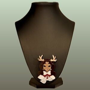 "Reindeer Games" Erstwilder Inspired Laser Cut Layered Acrylic Christmas Brooch